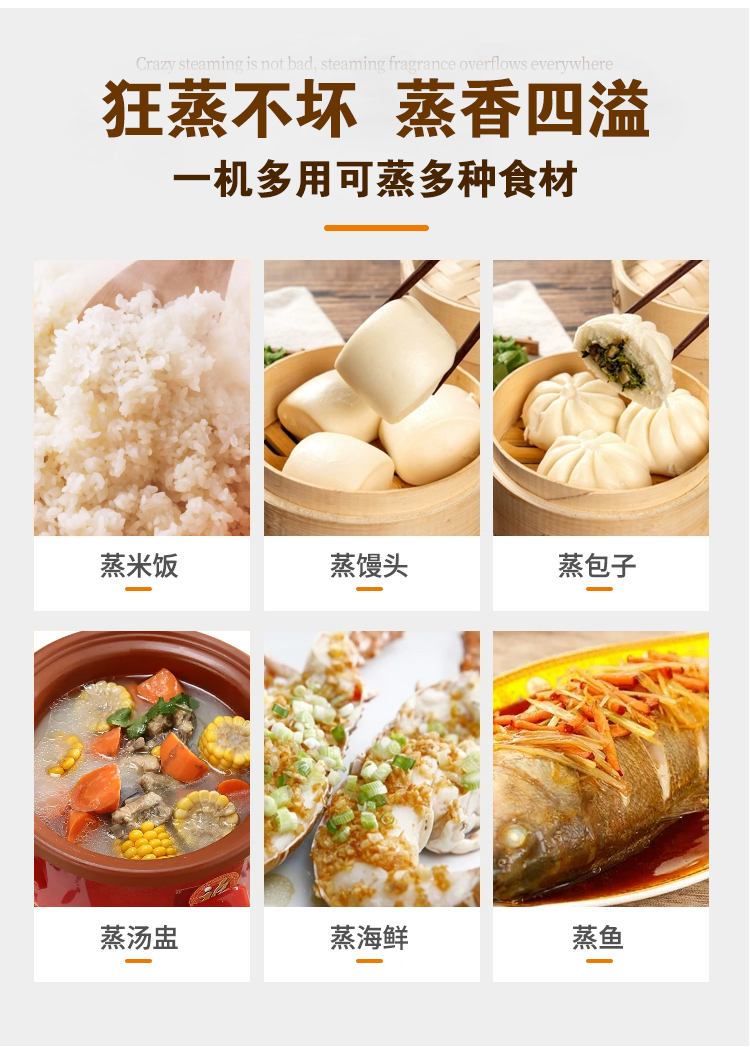 一機多用可蒸多種食材 一機多用可蒸多種食材
